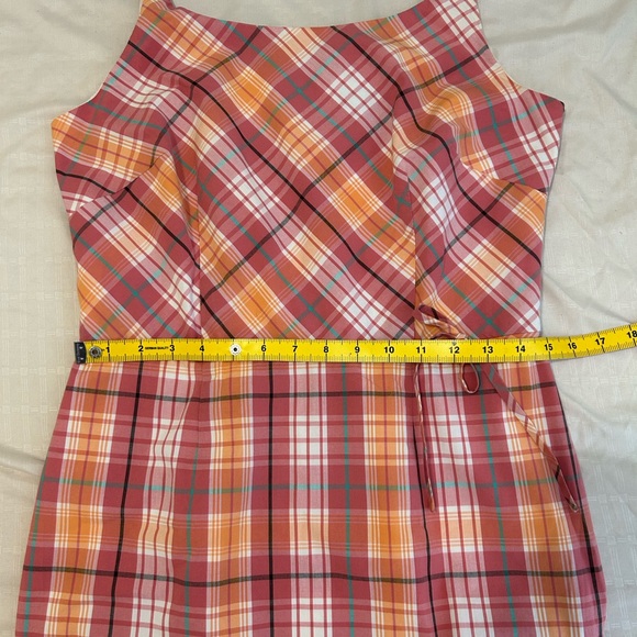 🩷🧡Ann Taylor Plaid Midi Dress in Pink and Orange size 8 Like New - Picture 5 of 7
